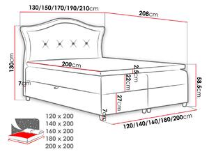 Kontinentální manželská postel 160x200 VARIEL 1 - černá + topper ZDARMA