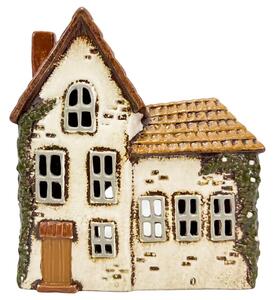 Keramický svícen Domek s rostlinami 20 cm