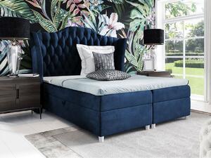Boxspringová manželská postel 180x200 TERCERO - modrá + topper ZDARMA