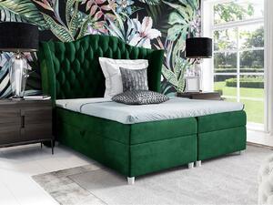 Boxspringová manželská postel 140x200 TERCERO - zelená + topper ZDARMA