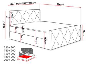 Kontinentální jednolůžková postel 120x200 LITZY 2 - béžová + topper ZDARMA