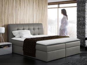 Hotelová manželská postel 140x200 LUPE - šedá ekokůže + topper ZDARMA