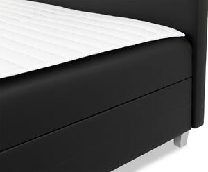Boxspringová manželská postel 140x200 MARIELA - šedá ekokůže + topper a LED osvětlení ZDARMA
