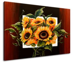Ručně malovaný obraz Překrásné slunečnice Rozměry: 120 x 80 cm