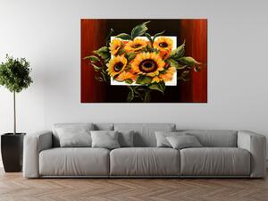 Ručně malovaný obraz Překrásné slunečnice Rozměry: 120 x 80 cm