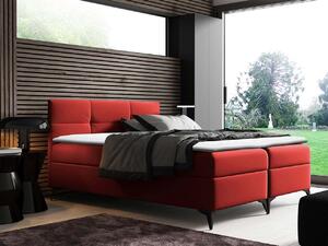 Americká manželská postel 160x200 MERCHE - červená ekokůže + topper ZDARMA