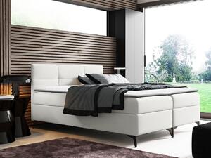 Americká manželská postel 180x200 MERCHE - bílá ekokůže + topper ZDARMA