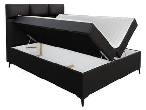 Americká manželská postel 200x200 MERCHE - černá ekokůže + topper ZDARMA