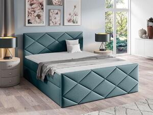 Kontinentální jednolůžková postel 120x200 MATIA - světlá modrá + topper ZDARMA