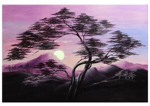 Ručně malovaný obraz Horská krajina a silný strom Rozměry: 120 x 80 cm