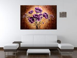 Ručně malovaný obraz Rostoucí fialové květy Rozměry: 120 x 80 cm
