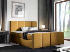 Hotelová manželská postel 160x200 MORALA - hořčicová + topper ZDARMA