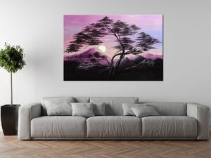 Ručně malovaný obraz Horská krajina a silný strom Rozměry: 120 x 80 cm