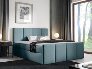 Hotelová manželská postel 160x200 MORALA - světlá modrá + topper ZDARMA