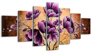 Ručně malovaný obraz Rostoucí fialové květy - 7 dílný Rozměry: 210 x 100 cm