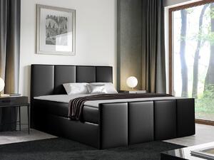 Hotelová manželská postel 180x200 MORALA - černá ekokůže + topper ZDARMA