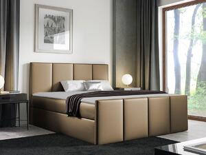 Hotelová jednolůžková postel 120x200 MORALA - hnědá ekokůže + topper ZDARMA