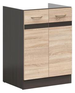 Kuchyňská skříňka Junona dřezová 60 cm, wenge/dub sonoma