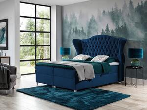 Kontinentální manželská postel 160x200 NEIVA - modrá + topper ZDARMA