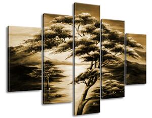 Ručně malovaný obraz Silné stromy - 5 dílný Rozměry: 100 x 70 cm