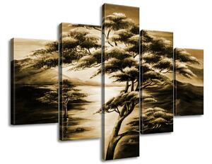 Ručně malovaný obraz Silné stromy - 5 dílný Rozměry: 150 x 105 cm