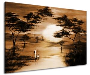 Ručně malovaný obraz Africký západ slunce Rozměry: 70 x 100 cm