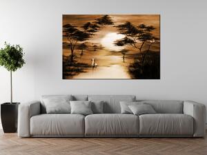 Ručně malovaný obraz Africký západ slunce Rozměry: 120 x 80 cm