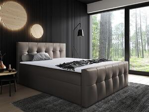 Hotelová manželská postel 180x200 ORLIN - hnědá ekokůže + topper ZDARMA