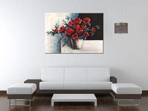 Ručně malovaný obraz Růže ve váze Rozměry: 100 x 70 cm