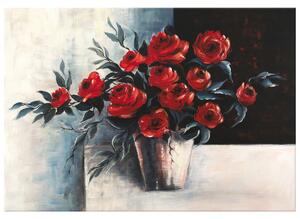Ručně malovaný obraz Růže ve váze Rozměry: 120 x 80 cm