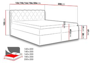 Boxspringová manželská postel 180x200 PABLA - červená + topper ZDARMA