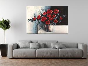 Ručně malovaný obraz Růže ve váze Rozměry: 100 x 70 cm