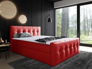 Hotelová jednolůžková postel 120x200 ORLIN - červená ekokůže + topper ZDARMA