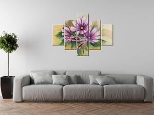 Ručně malovaný obraz Květiny a zeleň - 5 dílný Rozměry: 100 x 70 cm