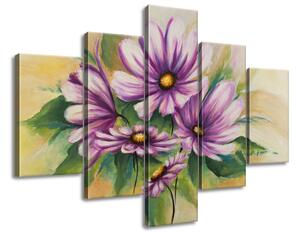 Ručně malovaný obraz Květiny a zeleň - 5 dílný Rozměry: 100 x 70 cm