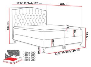 Kontinentální manželská postel 160x200 SALOMON - béžová + topper ZDARMA