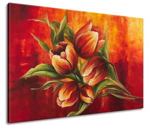 Ručně malovaný obraz Abstraktní tulipány Rozměry: 120 x 80 cm