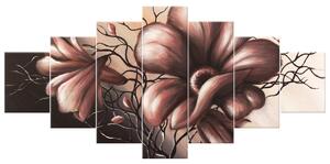 Ručně malovaný obraz Jemné jiřiny - 7 dílný Rozměry: 210 x 100 cm