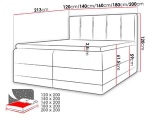 Boxspringová jednolůžková postel 120x200 SANDIA - šedá + topper ZDARMA