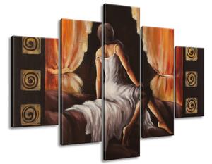 Ručně malovaný obraz Hezká dívka - 5 dílný Rozměry: 150 x 105 cm