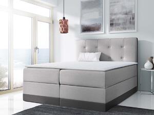Boxspringová manželská postel 160x200 SANDIA - šedá + topper ZDARMA