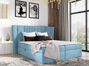 Hotelová manželská postel 140x200 SOLA - světlá modrá + topper ZDARMA