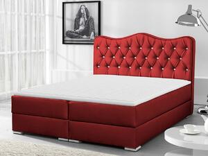 Kontinentální manželská postel 180x200 TEJANA - červená ekokůže + topper ZDARMA