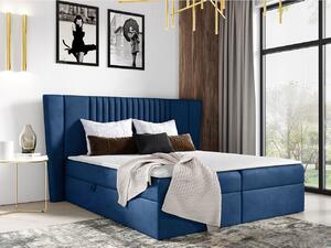 Hotelová manželská postel 140x200 SOLA - tmavá modrá + topper ZDARMA