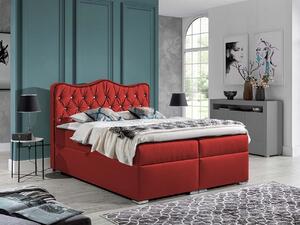 Kontinentální manželská postel 160x200 TEJANA - červená ekokůže + topper ZDARMA