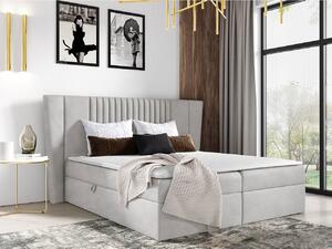 Hotelová manželská postel 160x200 SOLA - světlá šedá + topper ZDARMA