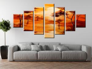 Ručně malovaný obraz Západ slunce - 7 dílný Rozměry: 210 x 100 cm
