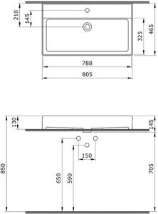 Oristo Bold umyvadlo 80.5x46.5 cm obdélníkový nábytkový bílá UME-BD-80-91