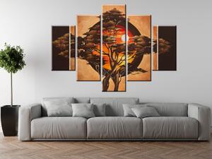 Ručně malovaný obraz Sférický strom - 5 dílný Rozměry: 100 x 70 cm
