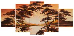 Ručně malovaný obraz Krásná Afrika - 5 dílný Rozměry: 150 x 70 cm